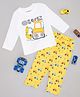 Pantaloons Baby Cotton Knit Full Sleeves Bulldozer Printed Tee & Pant Set - White