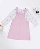 Pantaloons Baby Cotton Woven Full Sleeves Heart Patch Detailed Pinafore Dress & Full Sleeves Tee Set - Lilac