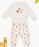 Pantaloons Baby Cotton Knit Full Sleeves I Am Small Text Giraffe Printed Sweatshirt & Joggers Set - Off White