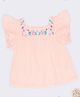 Pantaloons Baby Cotton Knit  Sleeveless Frill Detailed Floral Embroidered Top - Pink