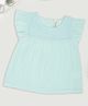 Pantaloons Baby Cotton Knit Sleeveless Frill Detailed Geometric Embroidered Top - Mint