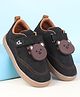 Babyoye Casual Shoes With Velcro Closure & Bear Applique - Dark Brown