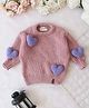 Qvink Knit Full Sleeves Heart Applique Detailed Sweater - Light Pink