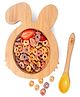 Kids Station Rabbit Wooden Bowl with Spoon  Yellow | Durable Wooden Feeding Set for Toddlers