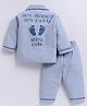Clt.s Cotton Woven Full Sleeves Typography Back Printed Night Suit Set - Blue