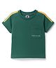 Zero Sinker Knit Half Sleeves T-Shirt With Text Print - Green
