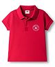 Zero Sinker Knit Half Sleeves Polo T-Shirt with Nautical Theme Graphic - Red