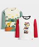 Orange Sugar 100% Cotton Knit Pack Of 2 Full Sleeves Dinosaurs & Excavator Printed Tees - Green & Red