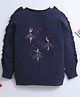 Nino Bambino Organic Cotton Knit Full Sleeves Ballerinas Printed Winter Sweatshirt - Navy Blue