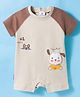Child World Interlock Knit Half Raglan Sleeves Romper With Dog Print - Beige