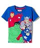 Babyhug Marvel Single Jersey Knit Half Sleeves T-Shirt with Avengers Graphic - Blue