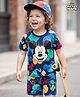 Babyhug Disney Single Jersey Knit Half Sleeves T-Shirt & Shorts Co-ord Set With Mickey Mouse Graphics - Navy Blue