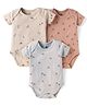 I Bears Interlock Knit Half Sleeves Onesies With Cherry & Mushroom Print Pack of 3 - Light Blue Beige & Brown
