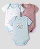 I Bears Interlock Knit Half Sleeves Onesies With Camel & Tree Print Pack of 3 - Light Blue White & Brown