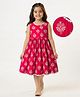EARTHY TOUCH Single Jersey Knit Sleeveless Ethnic Dress with Floral Print - Red