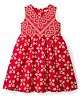 EARTHY TOUCH Single Jersey Knit Sleeveless Ethnic Dress With Floral Print - Red