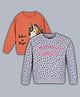 Plum Tree Pack Of 2 100% Cotton Knit Full Sleeves Unicorn And Leopard Printed Light Winter Sweatshirts - Grey And Orange