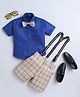 Jeet Ethnics Half Sleeves Solid Shirt Shorts Set With Bow & Suspender - Beige