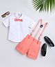 Jeet Ethnics Half Sleeves Solid Shirt Shorts Set With Bow & Suspender - Peach