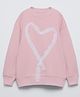 ALAN JONES Cotton Blend Knit Full Sleeves Heart Shaped Applique Detailed Oversized Light Winter Sweatshirt - Pink