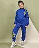 BaawRi Fleece Knit Full Sleeves  Floral & Lemons Printed Light Winter Turtle Neck Sweatshirt With Pant Set - Blue