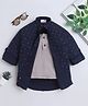 BAATCHEET Cotton Woven Full Sleeves Leaf Printed Shirt With Attached Tee - Navy