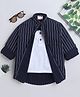 BAATCHEET Cotton Woven Full Sleeves Striped Shirt With Attached Tee - Navy Blue