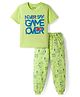 Honeyhap Premium 100% Cotton With Bio Finish Half Sleeves Night Suit With Text Print - Sunny Lime