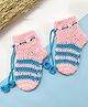 Little Peas Striped & Tassels Detailed Handmade Crochet Socks - Peach & Light Blue