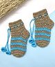 Little Peas Striped & Tassels Detailed Handmade Crochet Socks - Beige & Light Blue