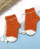 Little Peas Colour Blocked Handmade Crochet Socks - Orange & White