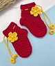 Little Peas Floral Embellished Handmade Crochet Socks - Red & Yellow