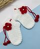Little Peas Floral Embellished Handmade Crochet Socks - White & Red