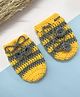 Little Peas Striped Handmade Crochet Mittens - Yellow & Grey