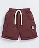 Little Ninja Cotton Knit Solid Cargo Shorts - Brown