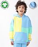 Anthrilo Fleece Knit Full Sleeves Color Blocked Comfort Fit Hoodie - Yellow Sea Green Blue