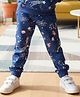 Anthrilo Fleece Knit Space Theme Printed Winter Joggers - Blue