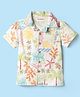 Kookie Kids Cotton Woven Half Sleeves Shirt With Leaf Print - White