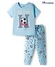 Honeyhap Premium 100% Cotton Knit With Bio Finish Night Suit With Football Print - Spun Sugar