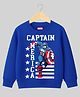 KUCHIPOO Fleece Knit Marvel Featuring Full Sleeves Captain America Printed Sweatshirt - Blue
