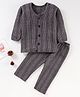 Tiny Bugs Cotton Knit Full Sleeves Solid Thermal Tee & Pant Set - Brown