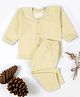 Tiny Bugs Cotton Knit Full Sleeves Striped Thermal Vest & Pant Set - Yellow