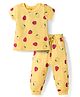 Doodle Poodle 100% Cotton Knit Half Sleeves T-Shirt & Pyjama Co-ord Night Suit With Strawberry Print - Yellow