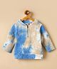 StyloBug Fleece Knit Full Sleeves Tie & Dye Light Winter High Neck Sweatshirt - Blue