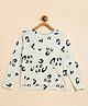 StyloBug Cotton Full Sleeves Leopard Spots Printed Light Winter Sweatshirt - Off White