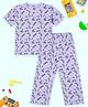 The Mom Store Cotton Woven Half Sleeves Console Printed Night Suit Set - Lavender