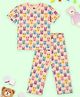 The Mom Store Cotton Knit Half Sleeves Bunny Printed Coordinating Night Suit Set - Peach