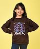 NUSYL Fleece Knit Full Sleeves Angel Text Printed Light Winter Sweatshirt - Brown