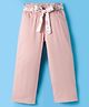 Kookie Kids Cotton Woven Full Length Solid Lounge Pant With Belt - Light Pink
