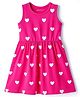 Kookie Kids Single Jersey Knit Sleeveless Frock With Heart Print - Dark Pink
